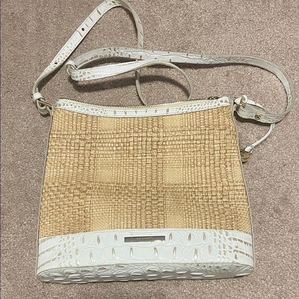 Brahmin Tan and Cream Crossbody Bag
